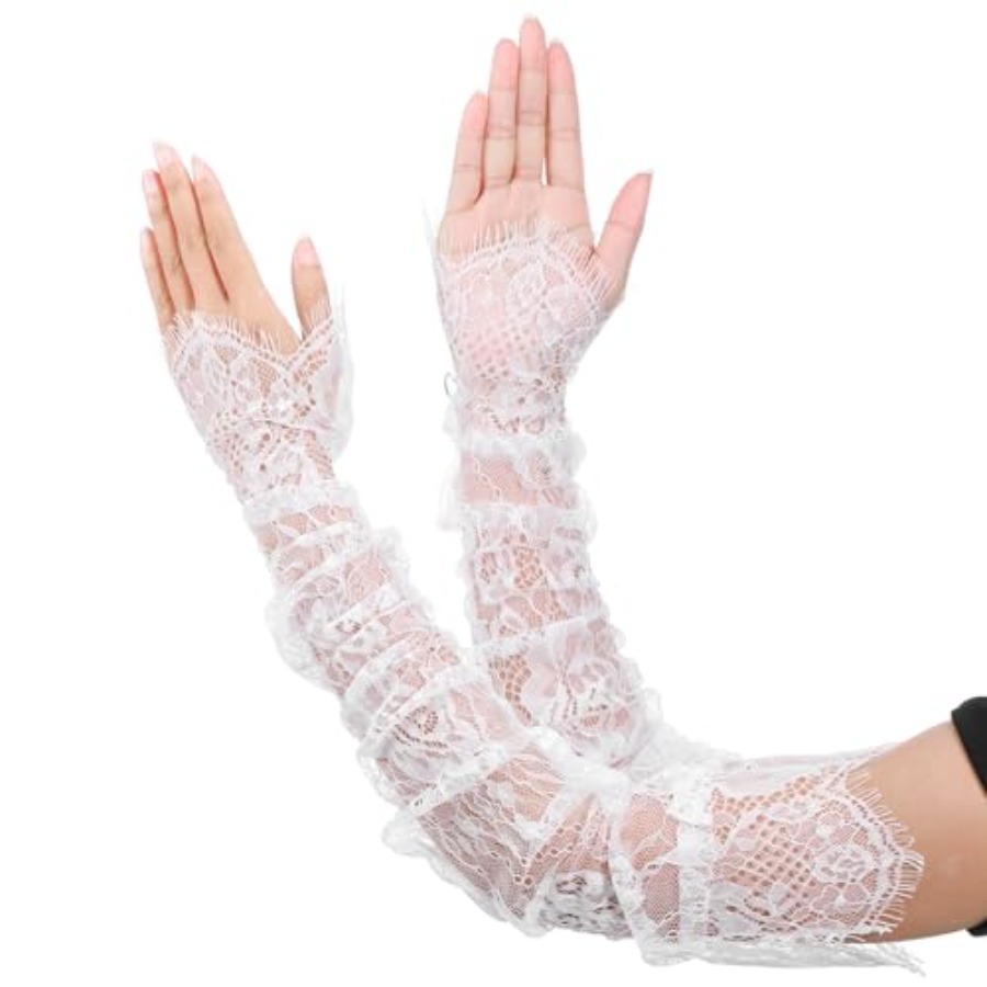 Fingerless Glove Knit - Long Sheer Lace Arm Sleeves For