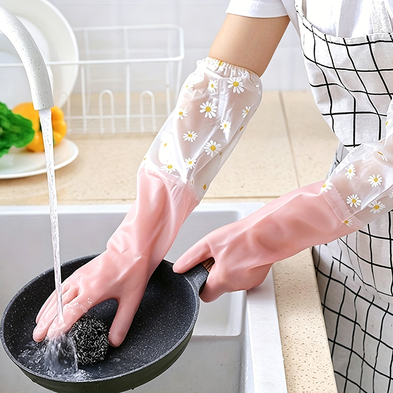 Dish Glove Rubber - A Pair of New Long-Sleeved Rubber