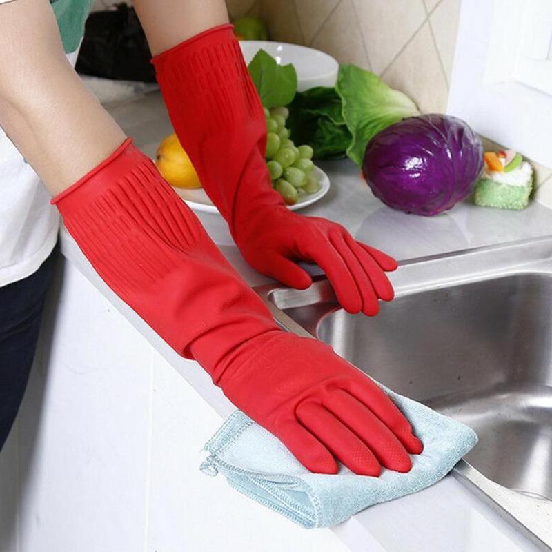 Dish Glove Rubber - 38cm Long Cuff Latex Rubber Gloves