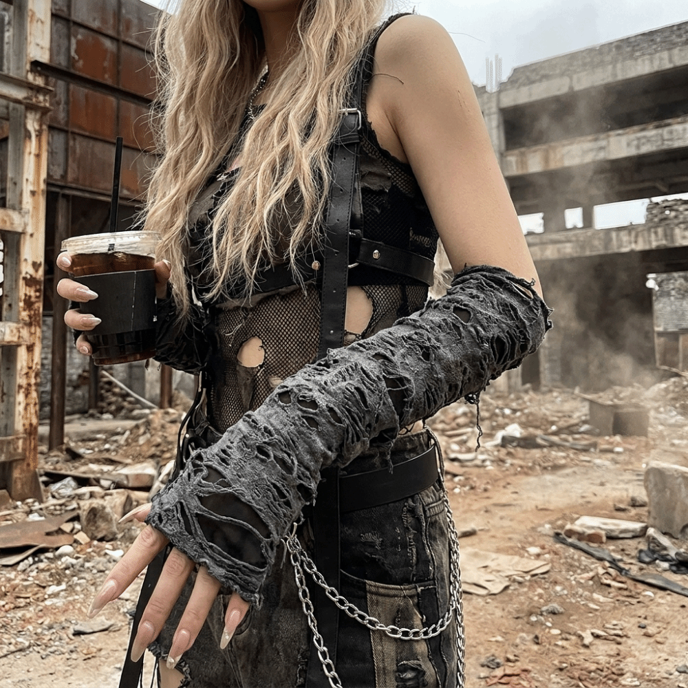 Vintage Long Punk Gloves Dark  - Fingerless Glove Knit recensione e prezzo