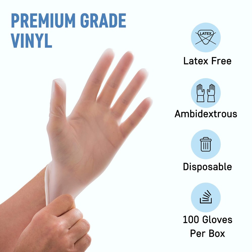 Large Vinyl Exam Gloves, 100 P - Exam Glove Nitrile recensione e prezzo