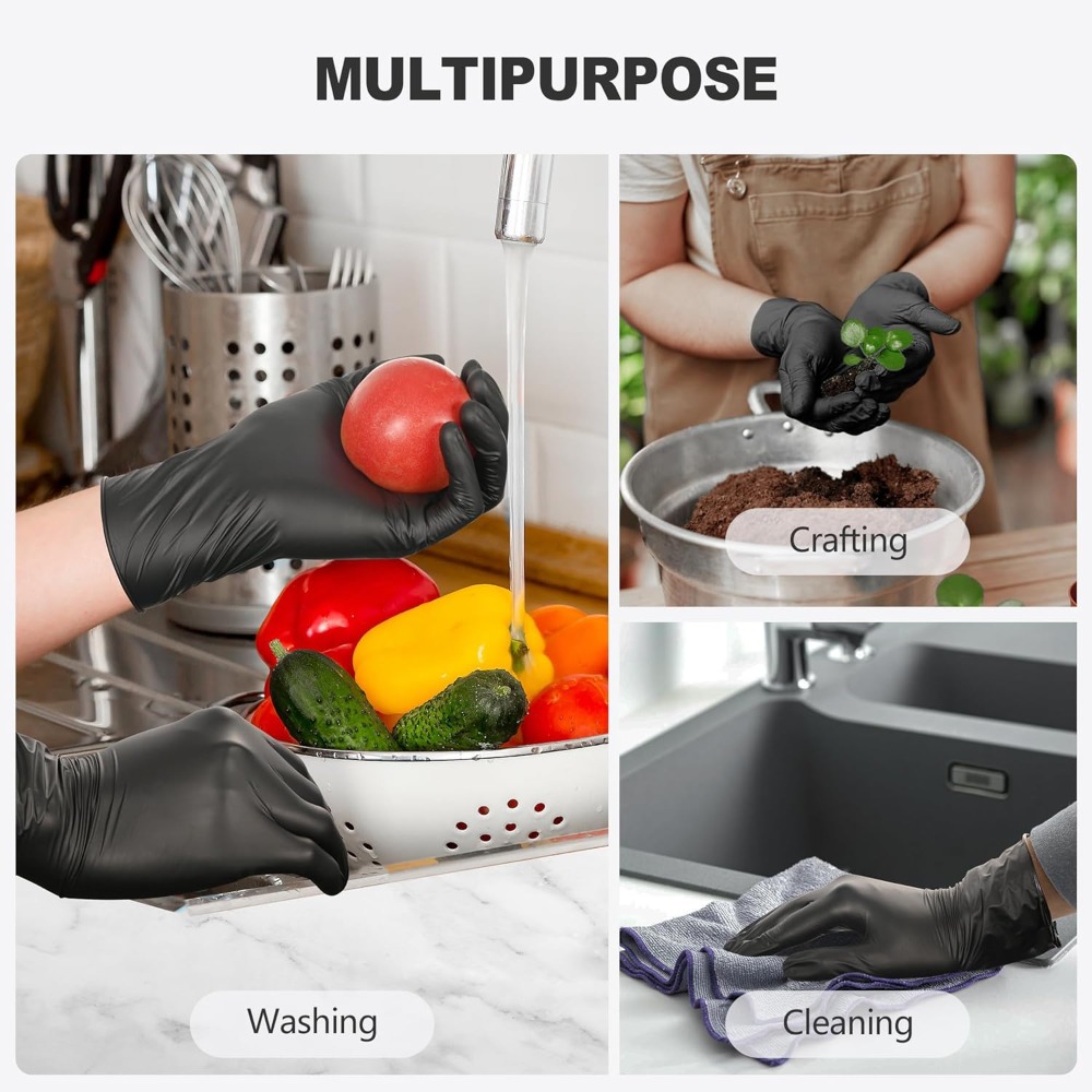 Black Vinyl Gloves, Food Grade - Rubber Glove Cleaning recensione e prezzo