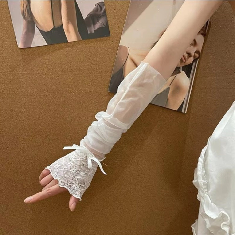 Y2K Lace Ruffle Mesh Gloves Bo - Fingerless Glove Knit recensione e prezzo